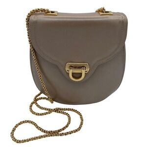 Frenchy of California Vintage Taupe Leather‎ Shoulder Bag Gold Chain Made in USA